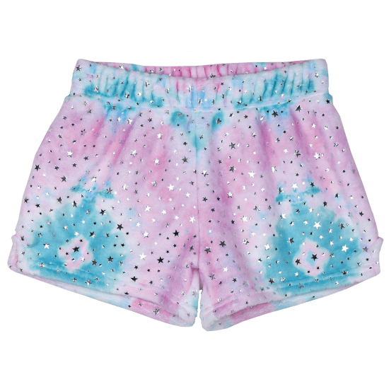 SILVER STARS TIE DYE PLUSH SHORTS