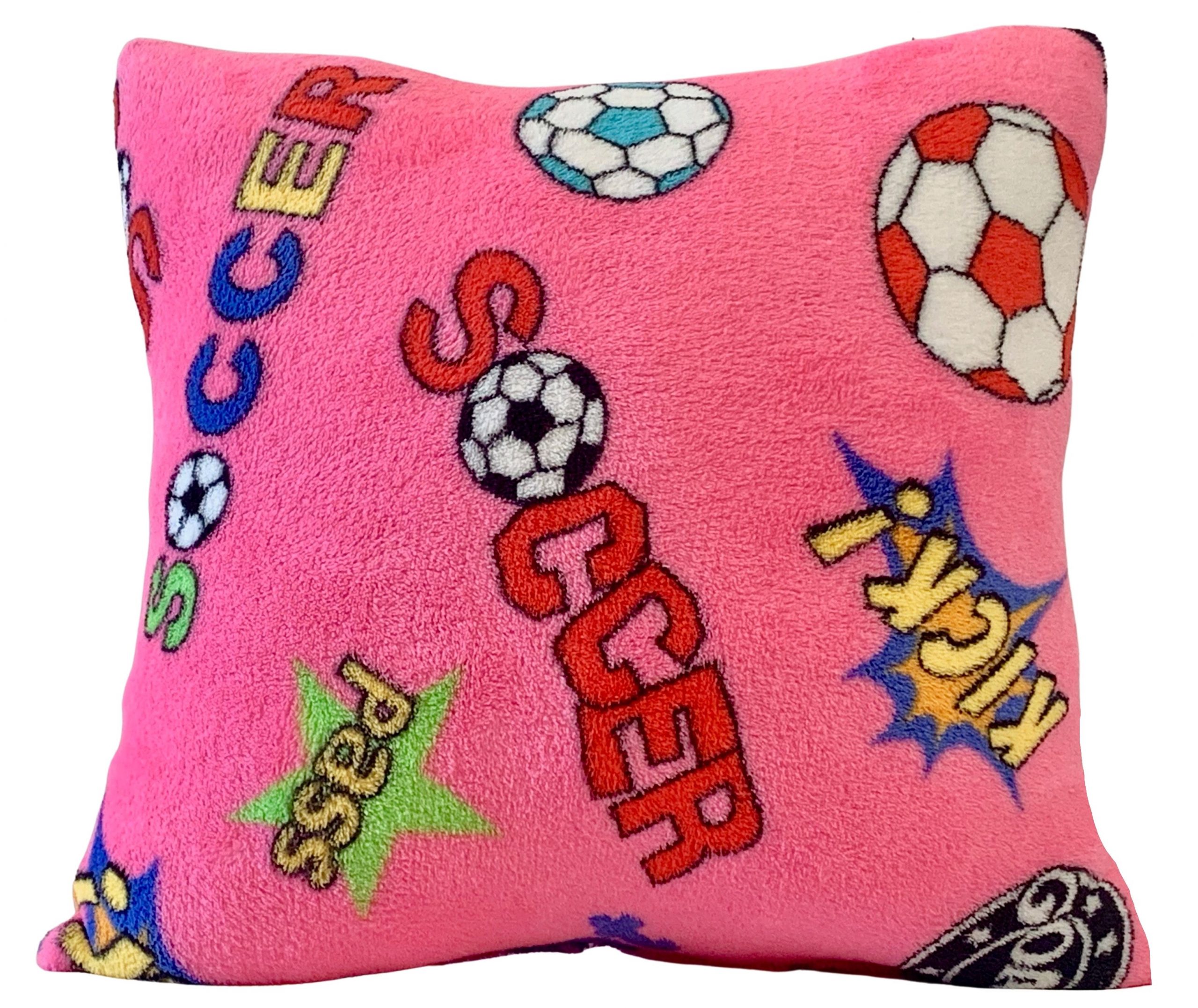 SQUARE PILLOW-SOCCER PINK