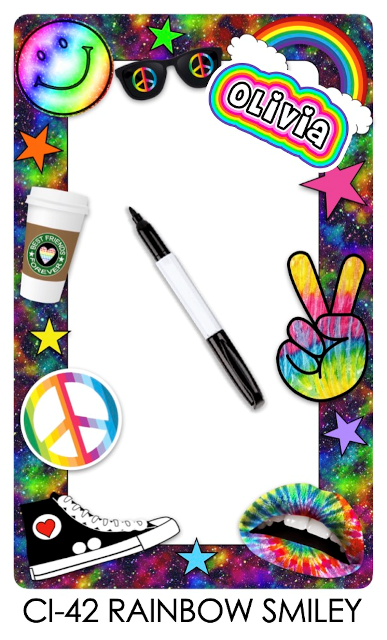 NAMEDROPS DRY ERASE BOARD PRE DESIGN (CUSTOM)-RAINBOW SMILEY