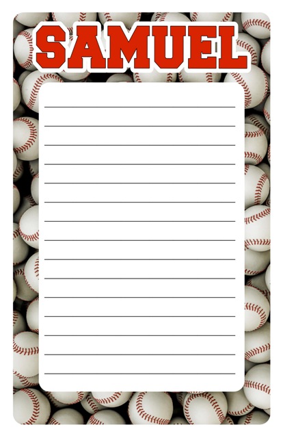 NAMEDROPS CUSTOM NOTEPAD-BASEBALL