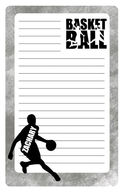 NAMEDROPS CUSTOM NOTEPAD-BASKETBALL SILHOUETTE