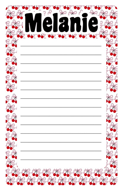 NAMEDROPS CUSTOM NOTEPAD-CHERRIES