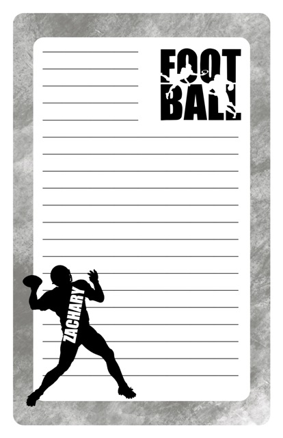 NAMEDROPS CUSTOM NOTEPAD-FOOTBALL SILHOUETTTE