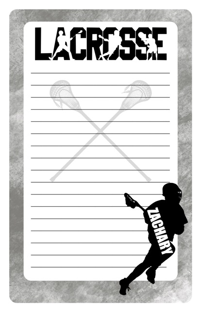 NAMEDROPS CUSTOM NOTEPAD-LACROSSE SILHOUETTE