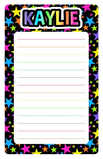 NAMEDROPS CUSTOM NOTEPAD-NEON STARS