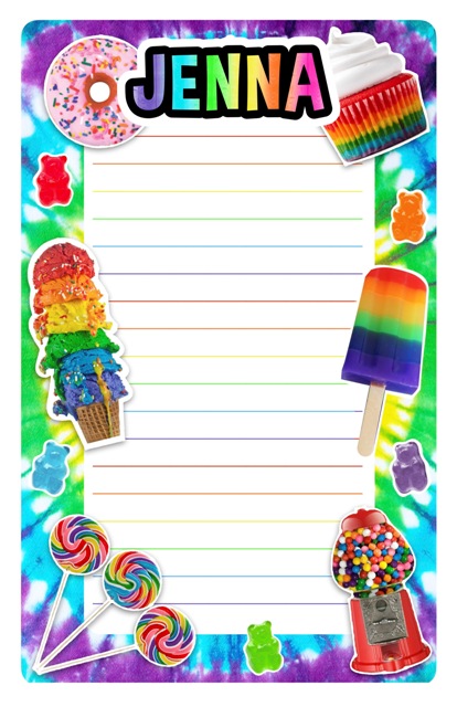 NAMEDROPS CUSTOM NOTEPAD-RAINBOW CANDY