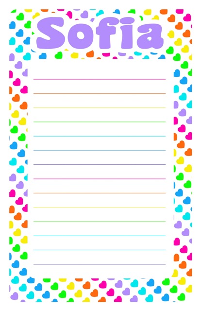 NAMEDROPS CUSTOM NOTEPAD-RAINBOW HEARTS