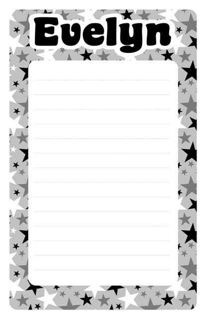 NAMEDROPS CUSTOM NOTEPAD-SILVER STARS