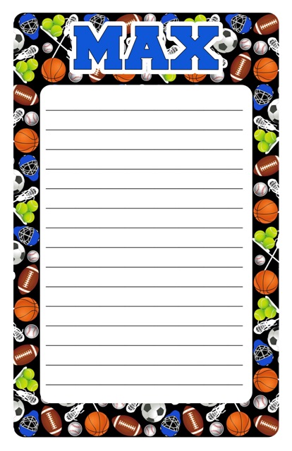 NAMEDROPS CUSTOM NOTEPAD-SPORTS