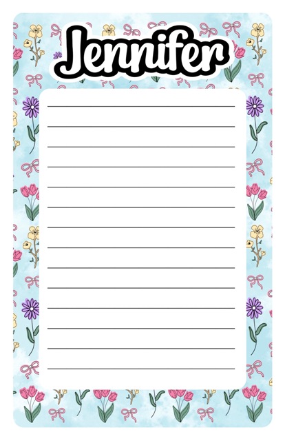 NAMEDROPS CUSTOM NOTEPAD-WILD FLOWER