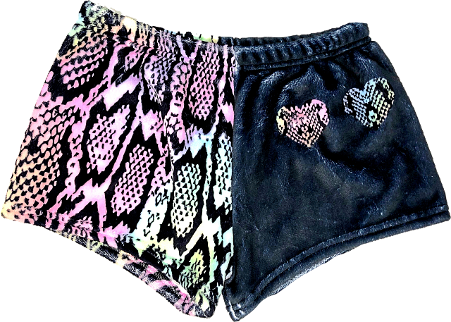 PENELOPE WILDBERRY PLUSH SHORTS - PASTEL SNAKE SKIN