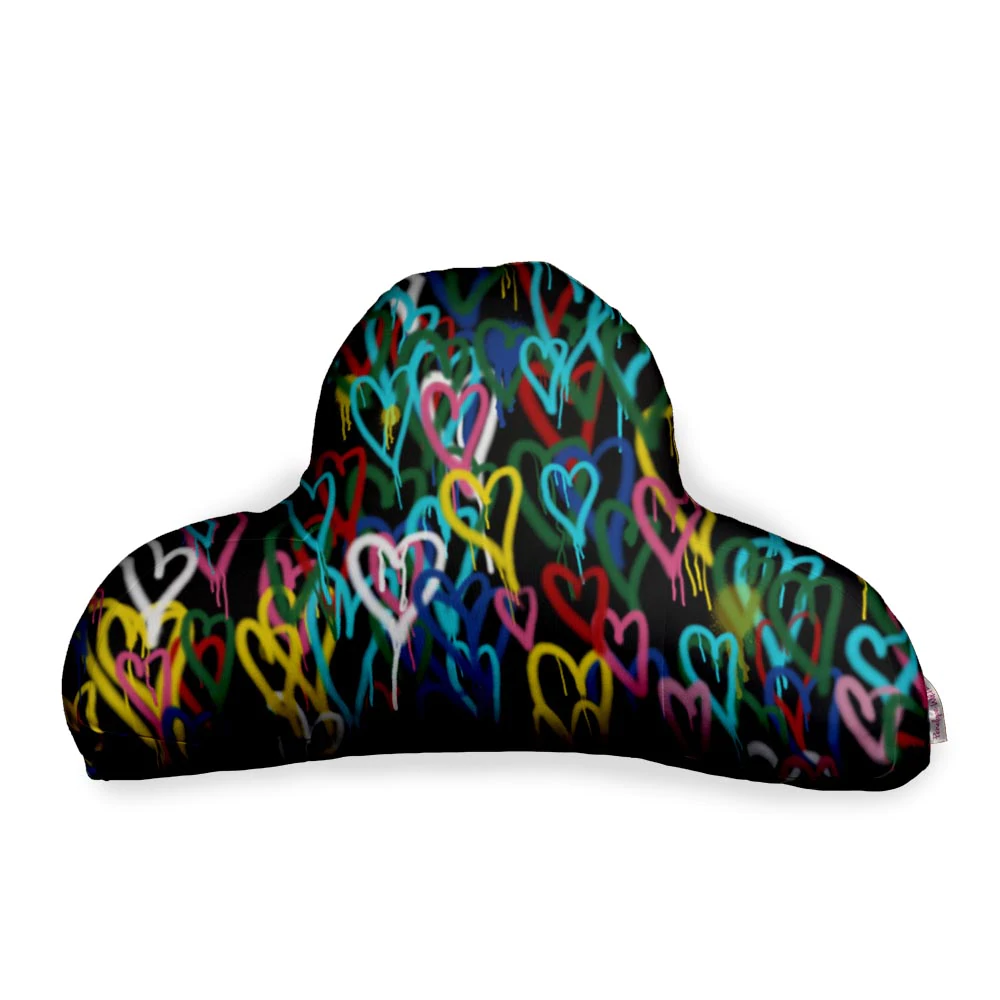 Penelope Wildberry Boyfriend Pillow-Fuzzy-Colorful Hearts