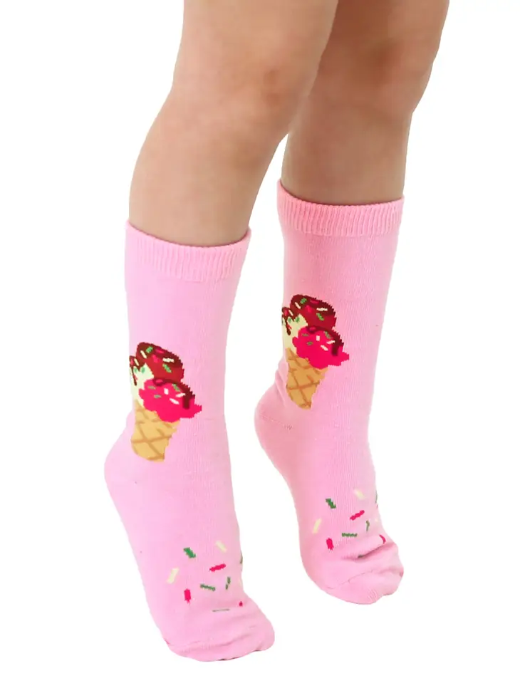 FUN ANKLE SOCKS-KIDS ICE CREAM 3D