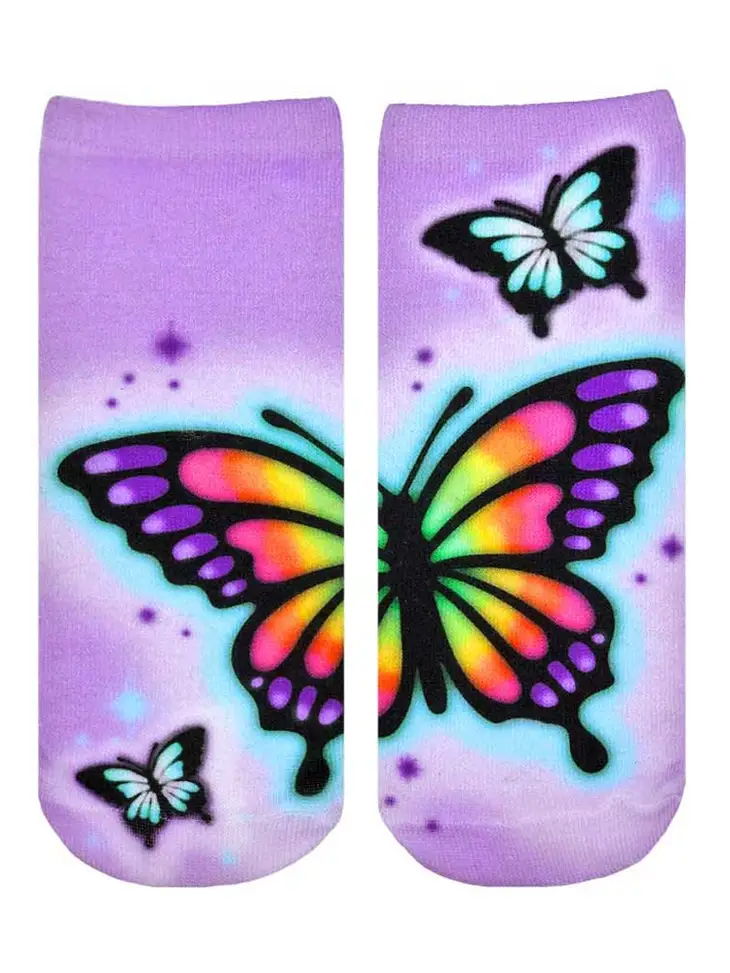 FUN ANKLE SOCKS-BUTTERFLY AIRBRUSH