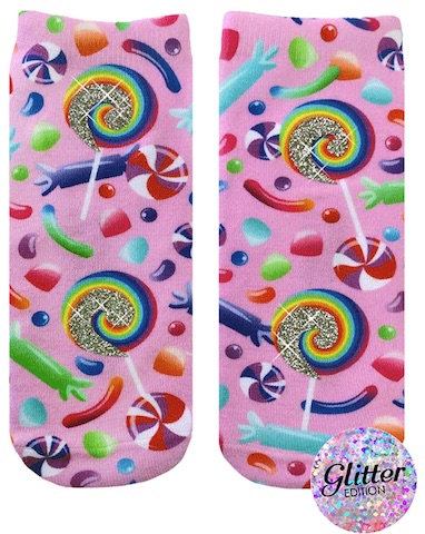 Fun Ankle Socks-Candy Glitter