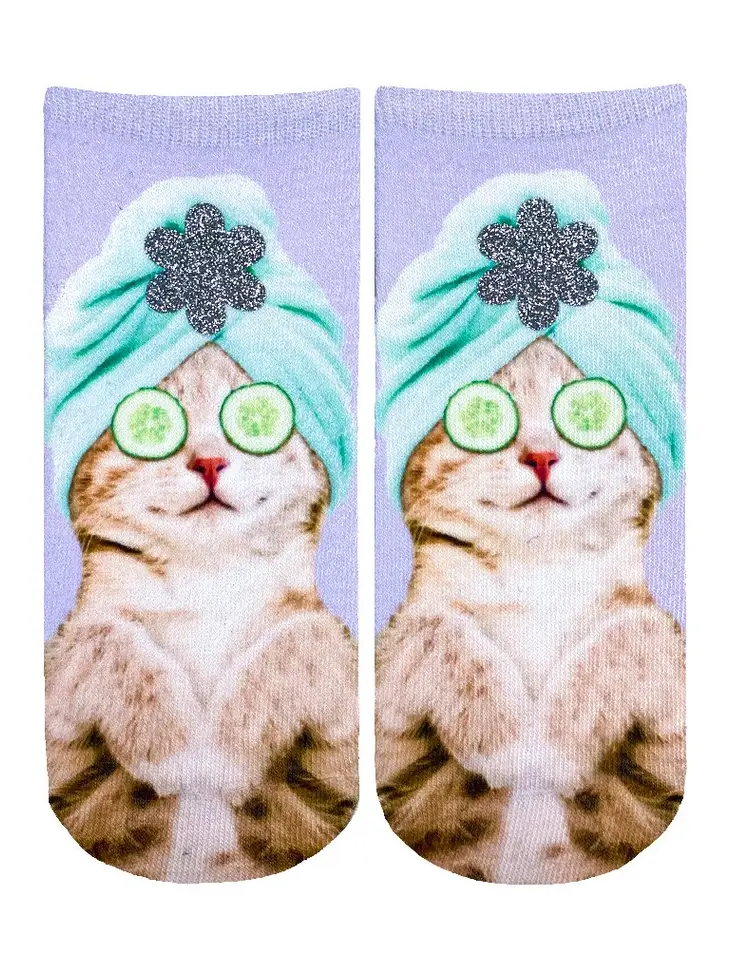 FUN ANKLE SOCKS-SPA KITTY