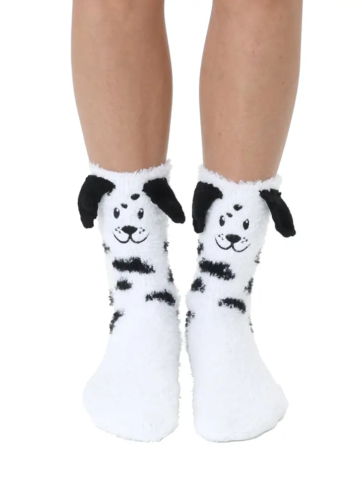 FUZZY DALMATIAN CREW SOCKS