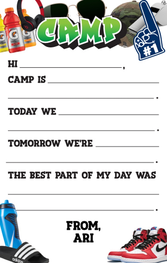 CAMP NOTEPAD-FILL IN-CAMP THINGS-CUSTOM