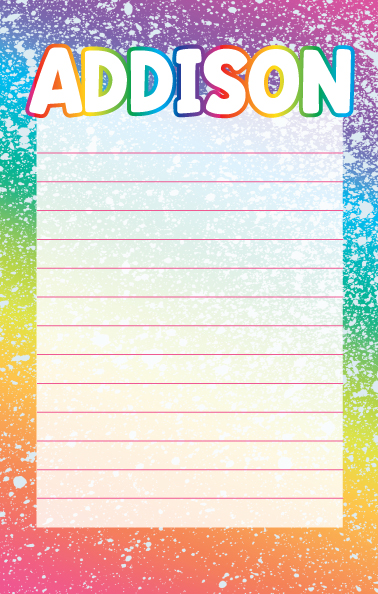 CAMP NOTEPADS-BRIGHTS W/ WHITE SPLATTER-CUSTOM