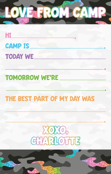 CAMP NOTEPADS-GREY CAMO WITH OMBRE GLITTER-FILL IN-CUSTOM