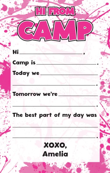 CAMP NOTEPADS-PINK SPLATTER-FILL IN-CUSTOM