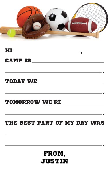 CAMP NOTEPADS-SPORTS EQUIPMENT-FILL IN-CUSTOM