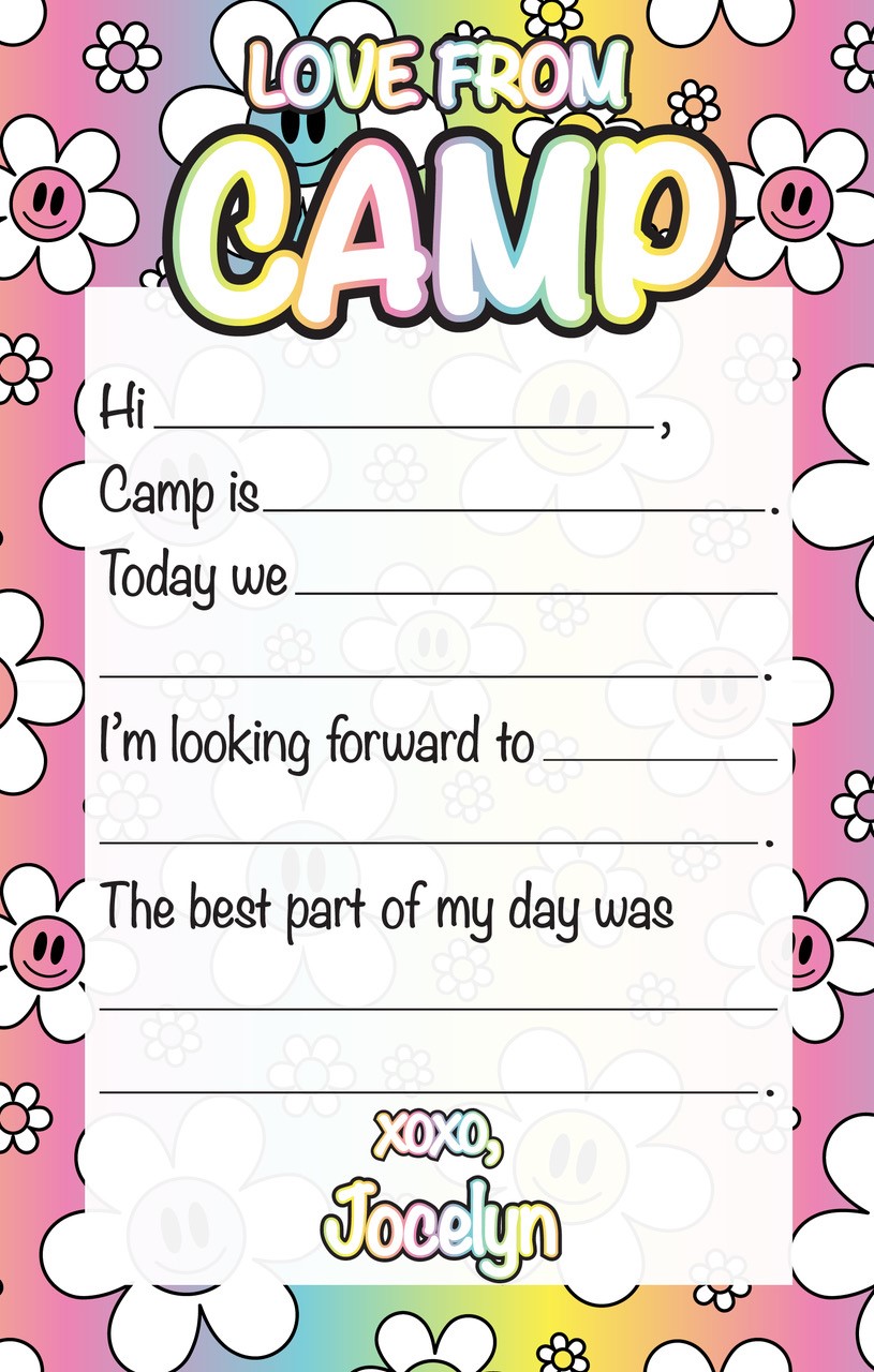 CAMP NOTEPADS-CUSTOM-OMBRE SMILEY FACE FLOWERS FILL IN