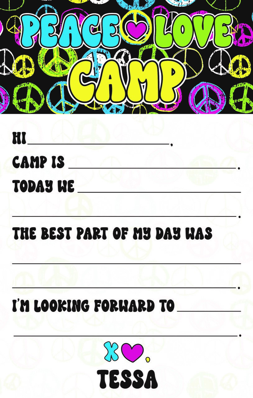 CAMP NOTEPADS-CUSTOM-COLORFUL PEACE SIGNS FILL IN