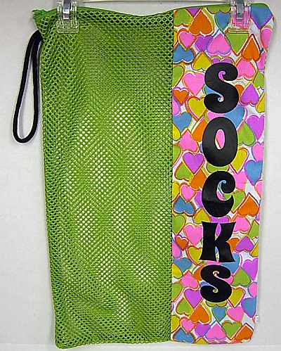 Sock Bag -Rainbow Hearts