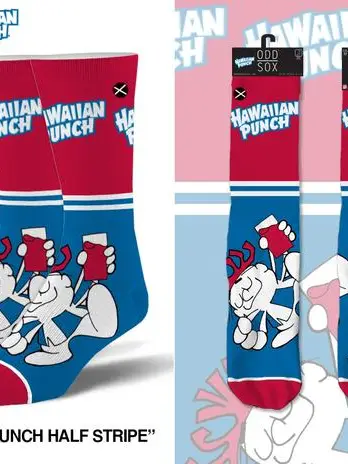 ODD SOX HAWAIIAN PUNCH HALF STRIPE MENS CREW SOCKS