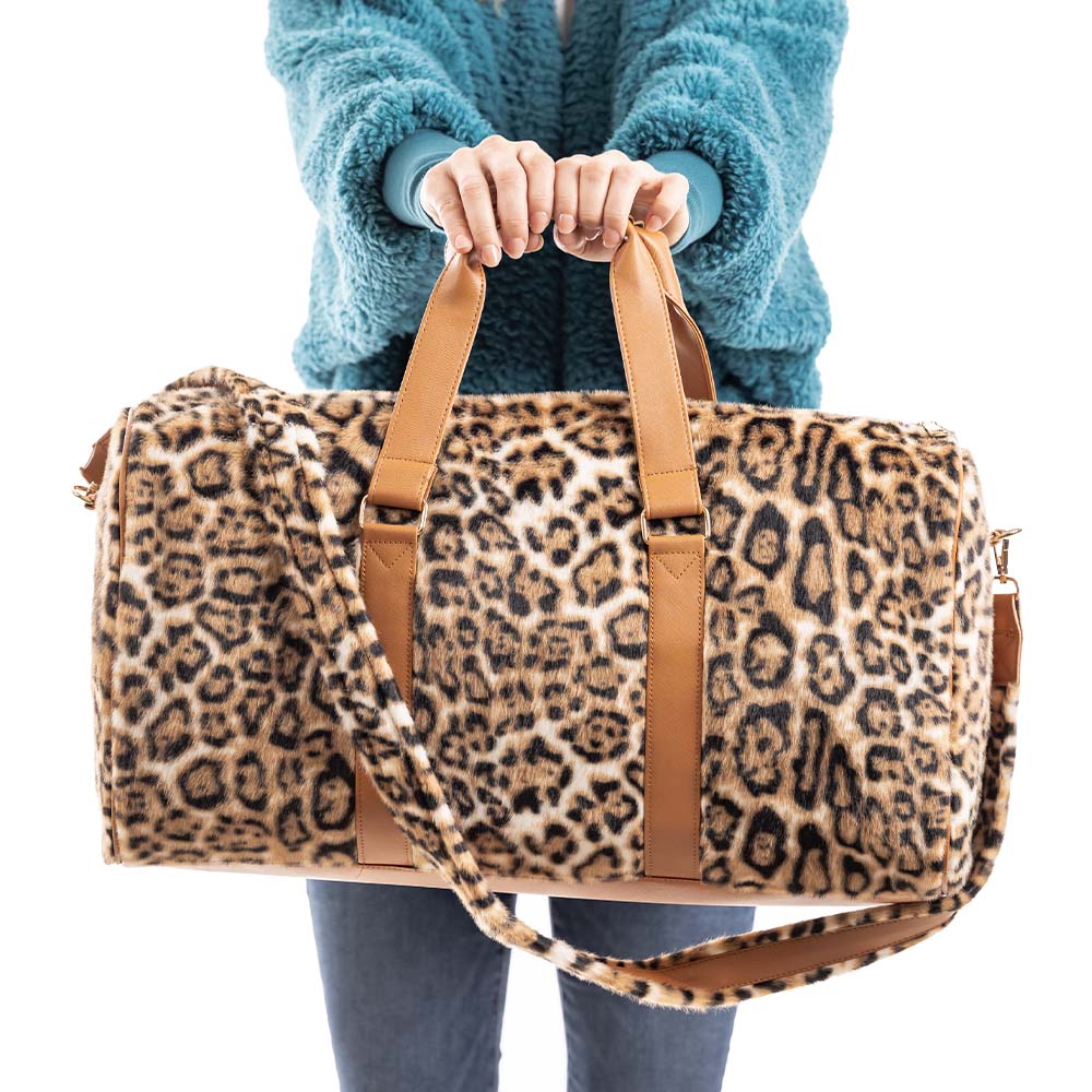 WEEKENDER BAG-BROWN LEOPARD FAUX FUR BAGS