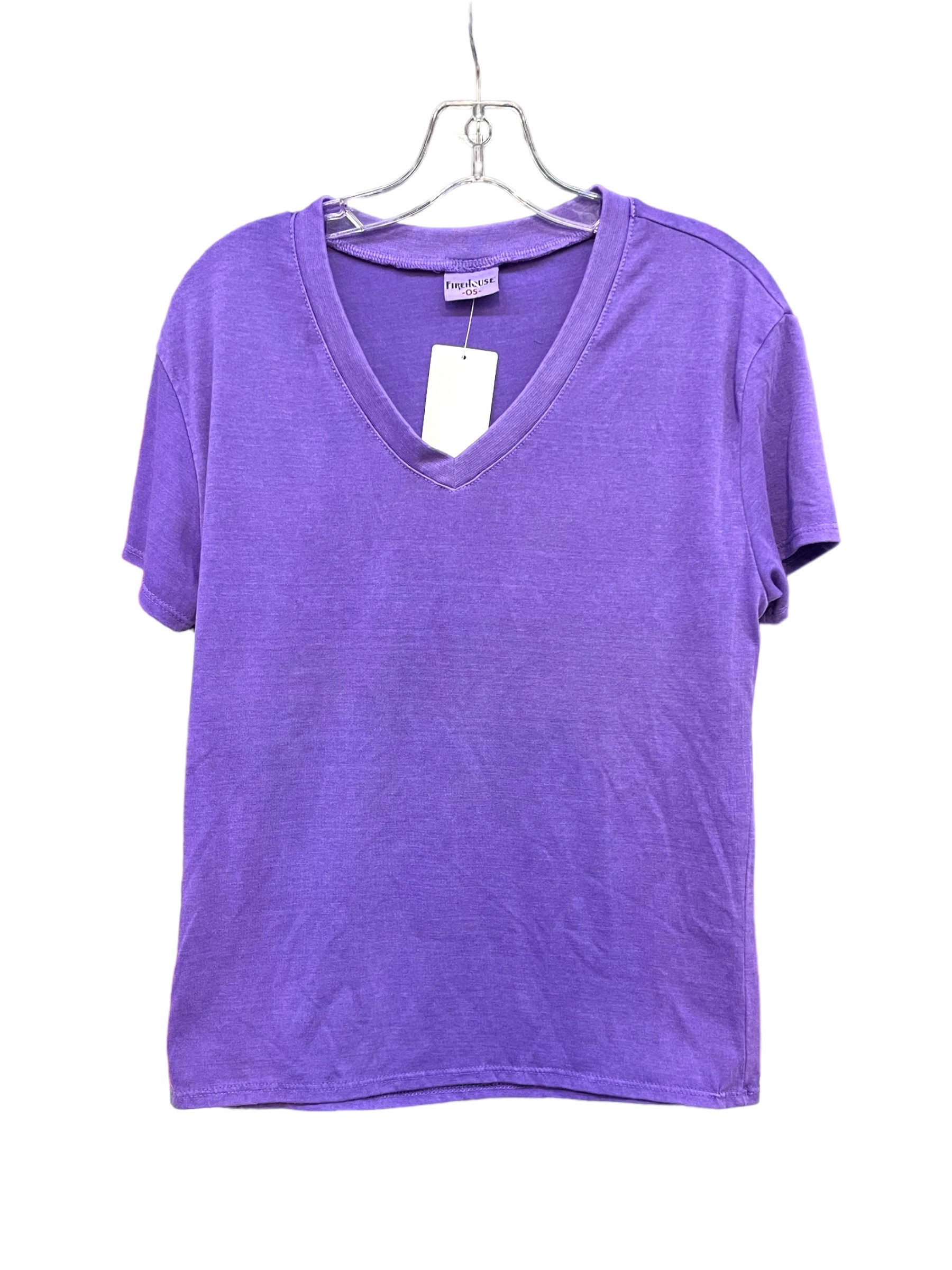 FIREHOUSE BASIC V-NECK TEE-NEON PURPLE