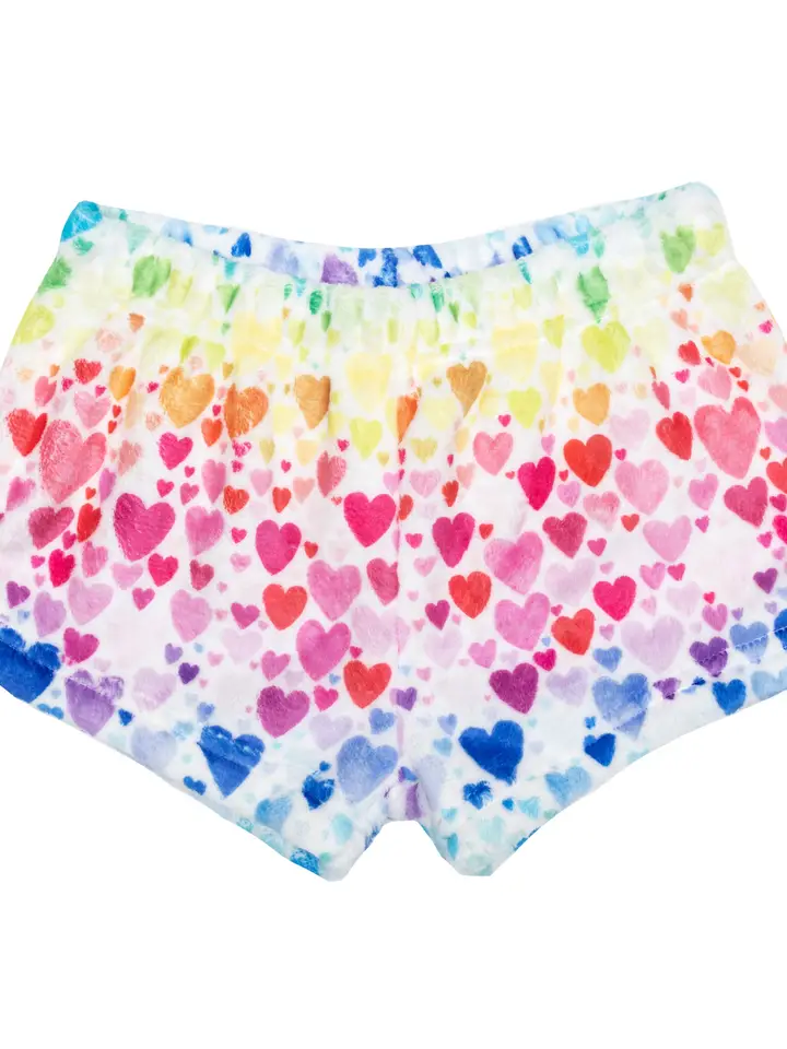 RAINBOW HEARTS PLUSH SHORTS