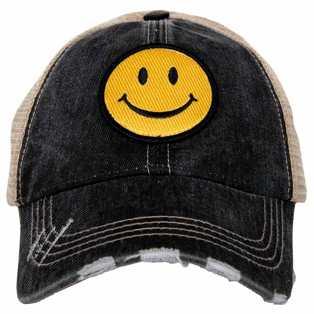 HAPPY FACE TRUCKER HAT BLACK